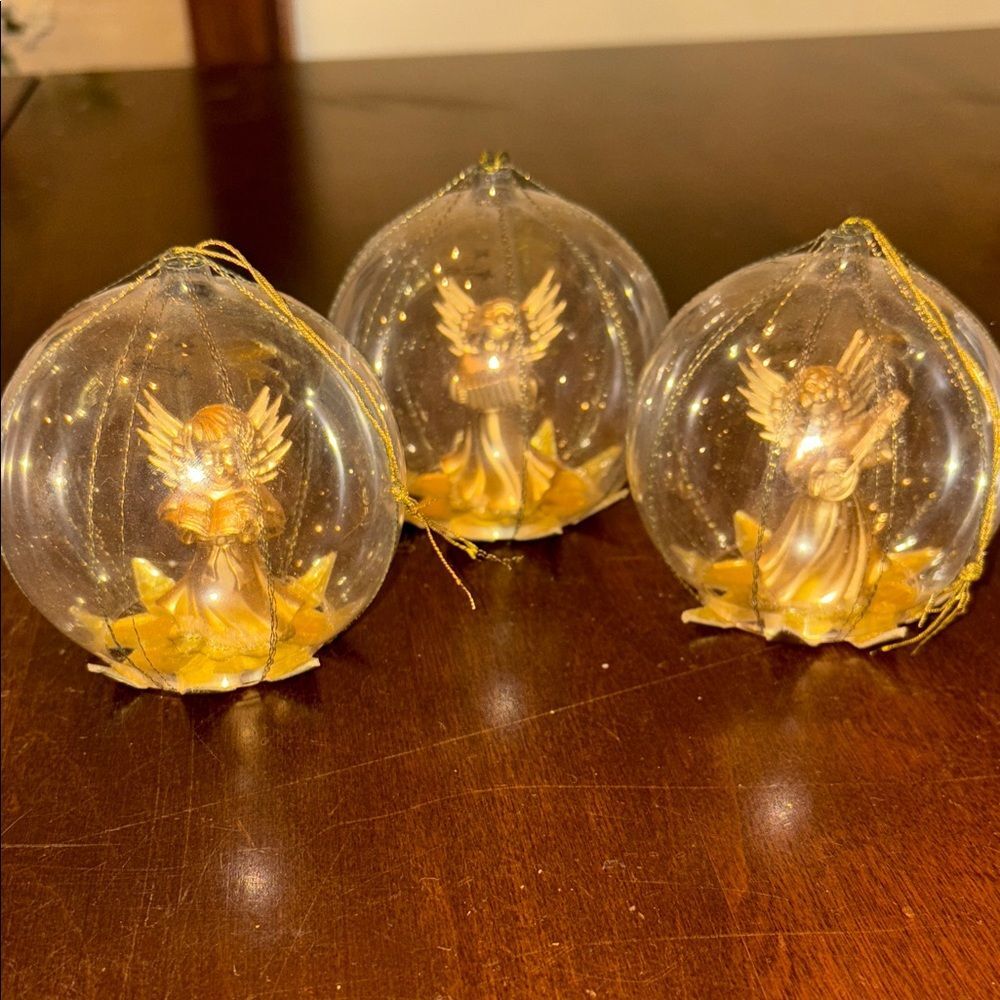 3 West Germany Gold Angel Ornaments
